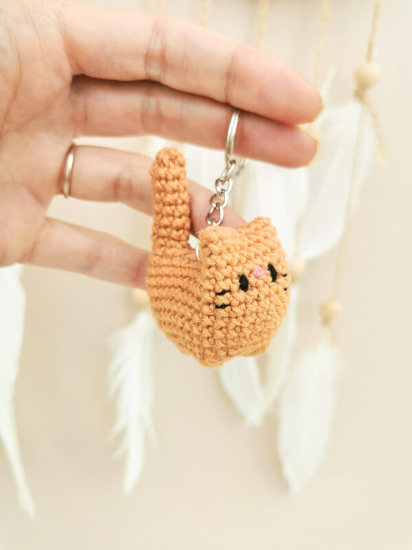 Porte-clés chat marron