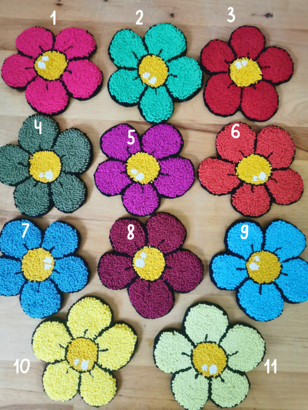 Sous-verre fleur punchneedle