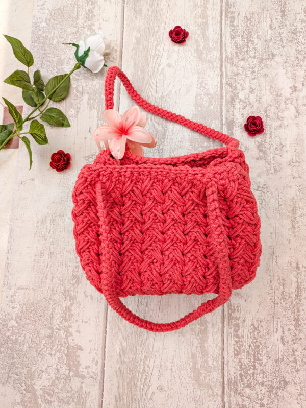 Sac crochet couleur corail (TA)