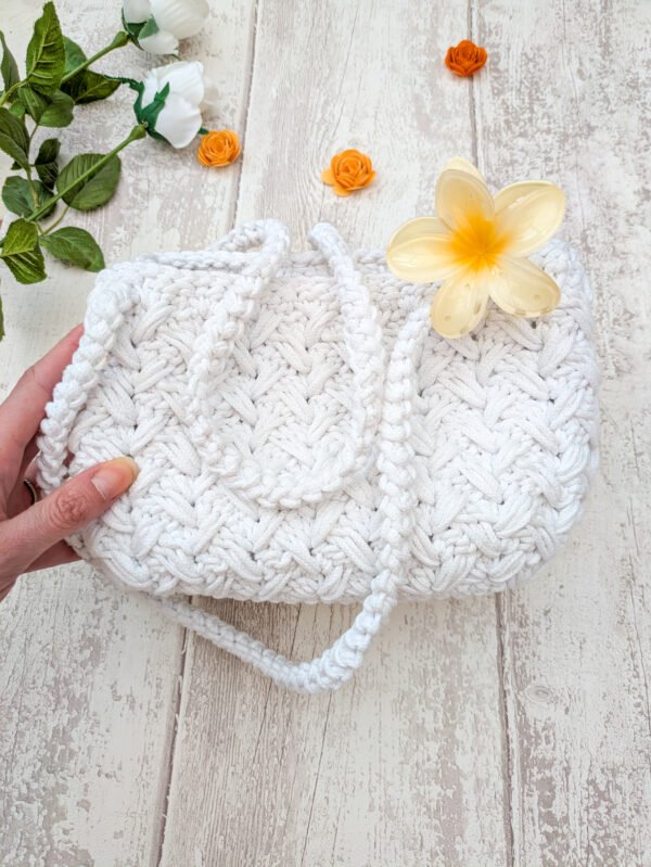 N Sac Eglantine blanc crochet