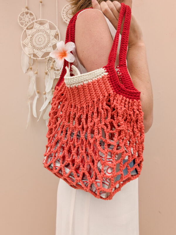 Sac filet orange et rouge