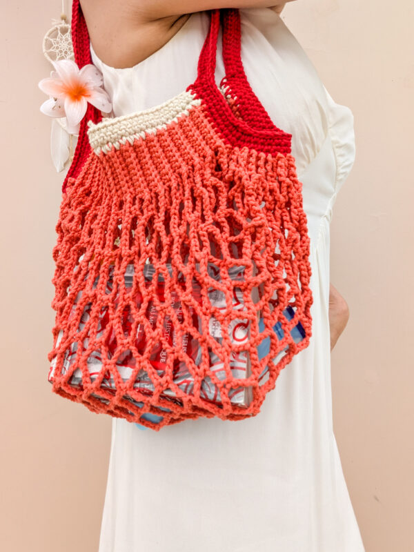 Sac filet orange et rouge