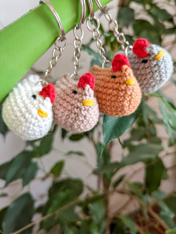 Porte-clés-poule-fait-main