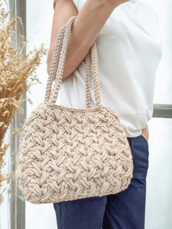 Sac crochet beige