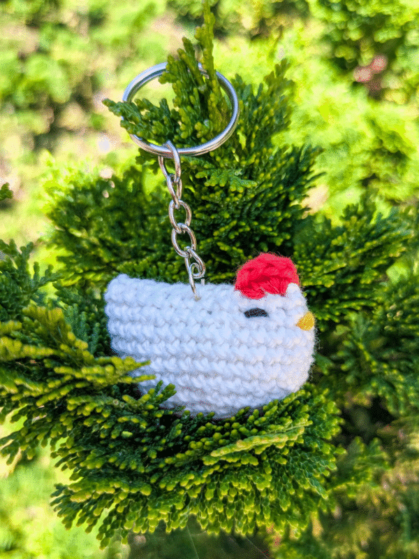 Porte-clés-poule-fait-main