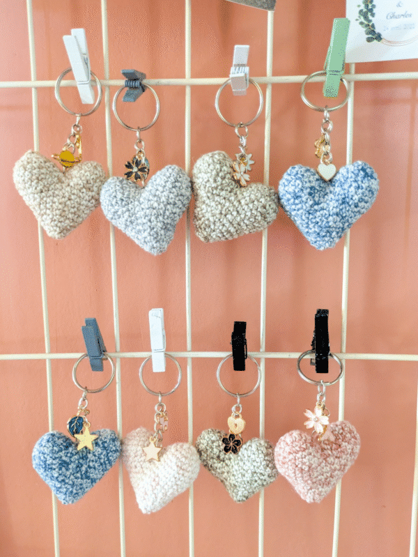 Porte-cles-coeur-girly-fait-main