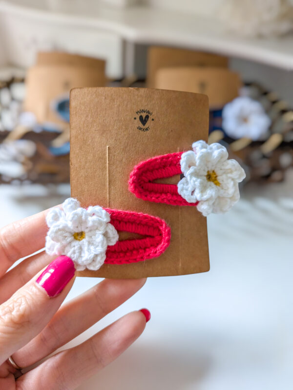 Barrettes à cheveux fleurs fait main au crochet