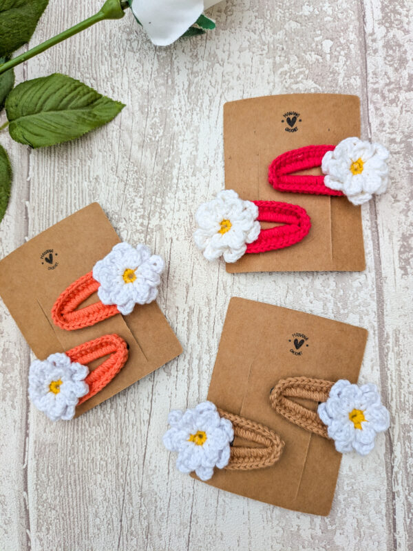 Barrettes à cheveux fleurs fait main au crochet
