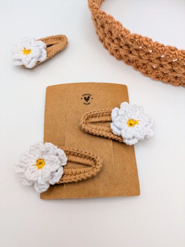 Barrettes cheveux crochet girly fleur