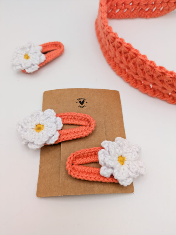 Barrettes cheveux crochet girly fleur