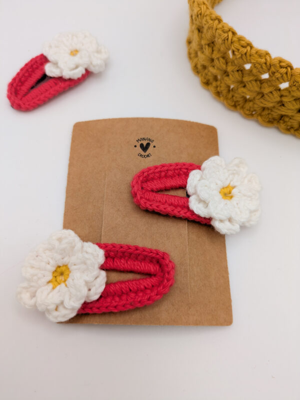 Barrettes cheveux crochet girly fleur