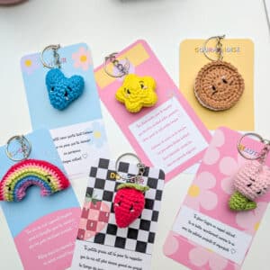 Ensemble de porte-cles de collection fait main au crochet girly et kawaii
