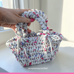 Sac trapilho gris/rose motif floral fait main