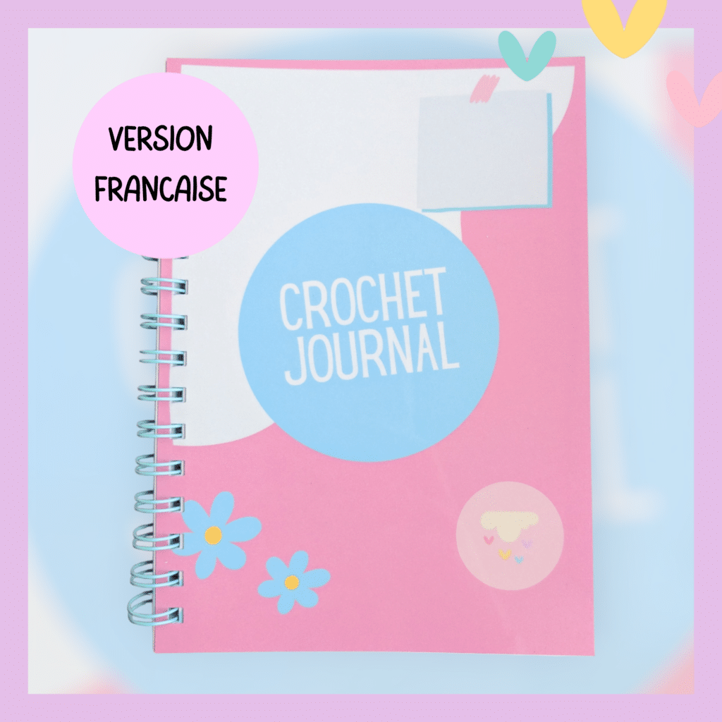 carnet journal rose et bleu crochet fait main A5 spirale version française