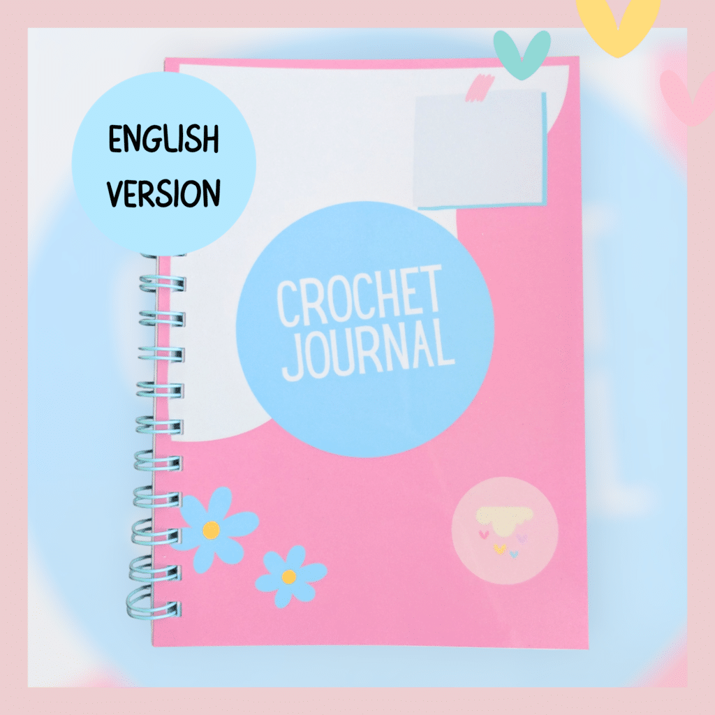 carnet journal crochet rose et bleu fait main A5 spirale version anglaise