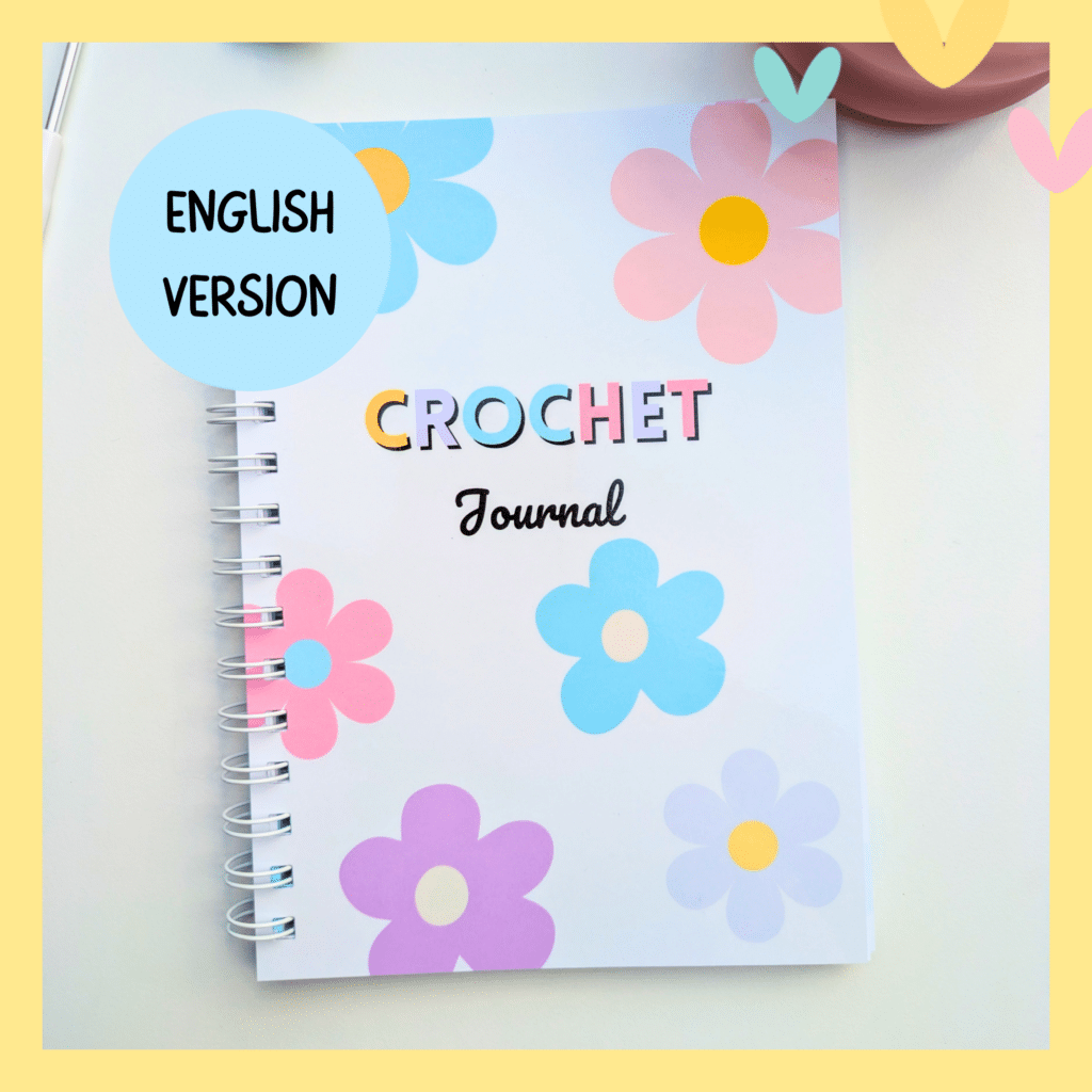 journal de crochet a spiral fait main motif fleurs pastel version anglaise